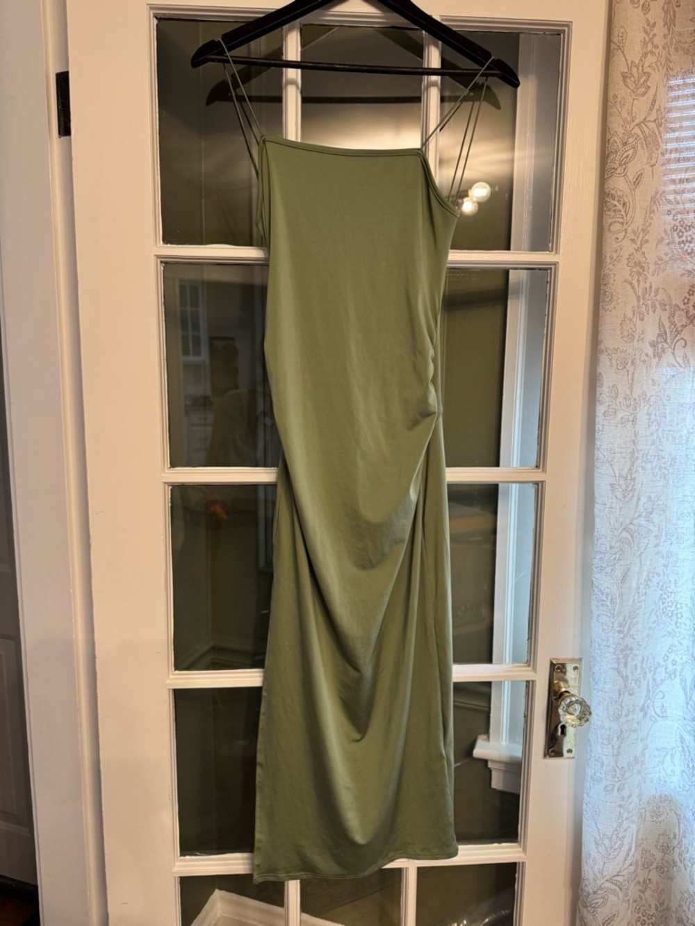 Olive Green Slip Midi Dress - Women
